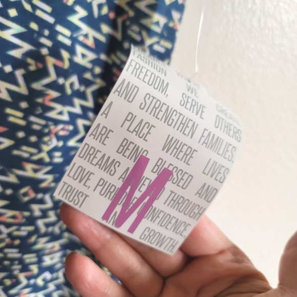 Lularoe Julia Dress, Blue Multi Geo, Size Medium, NWT - Picture 5 of 7